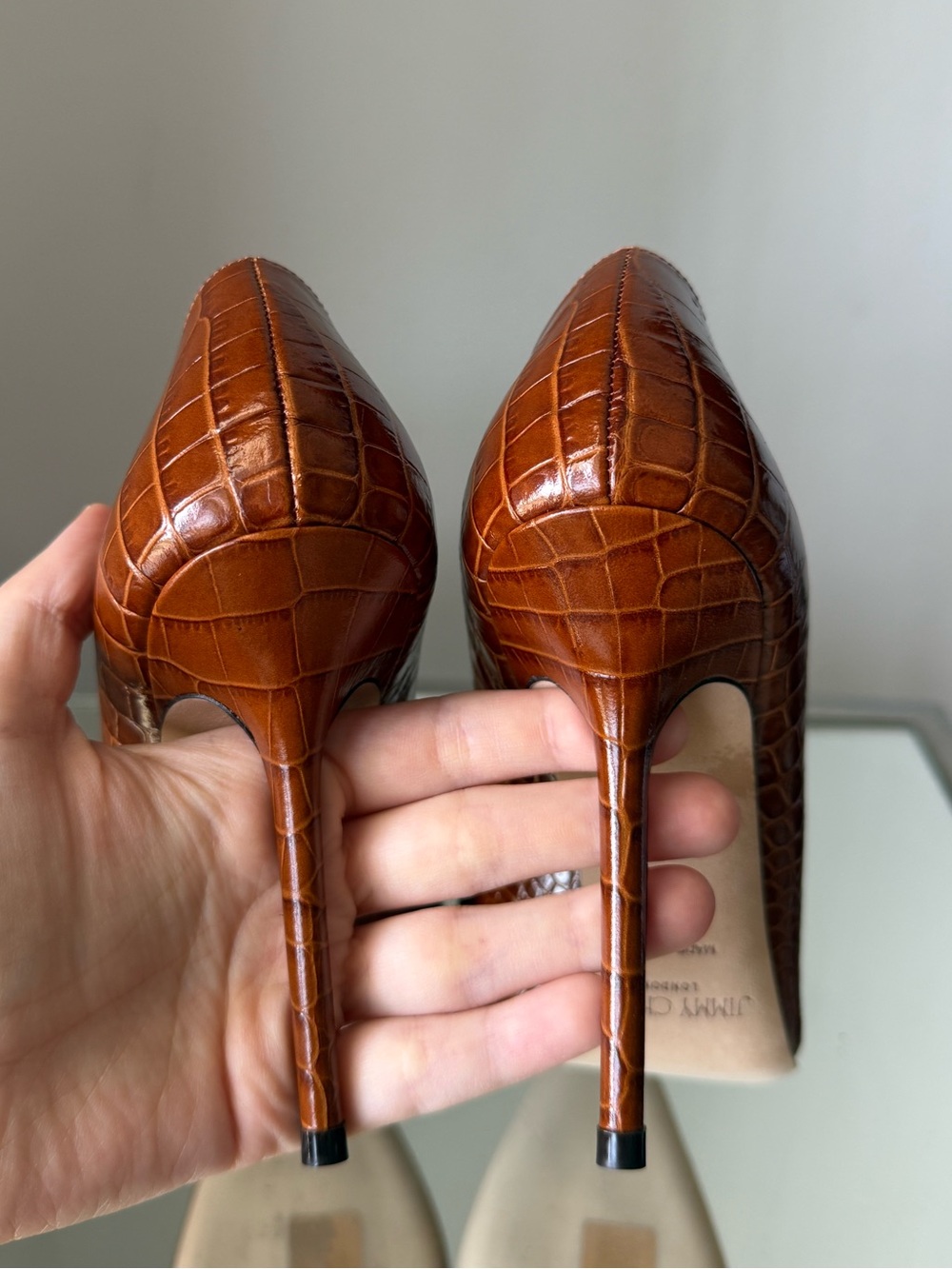 Like new Jimmy Choo Brown Love Crocodile Embossed Heeled Pumps $895 37 - Picture 13 of 13